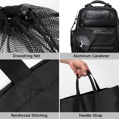 2 Packs Travel Laundry Bags, Foldable Dirty Clothes Bag 【Upgraded】 with Drawstring Mesh, Handles, and Carabiner, Portable, Suitable for Travel, Gym, Camping (Black)