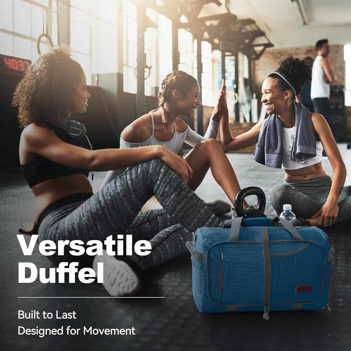 65L Foldable Duffle Bag with Shoes Compartment, Water-Resistant Packable Travel Duffel for Gym, Weekend Trips, Lightweight Carry on Luggage for Men & Women