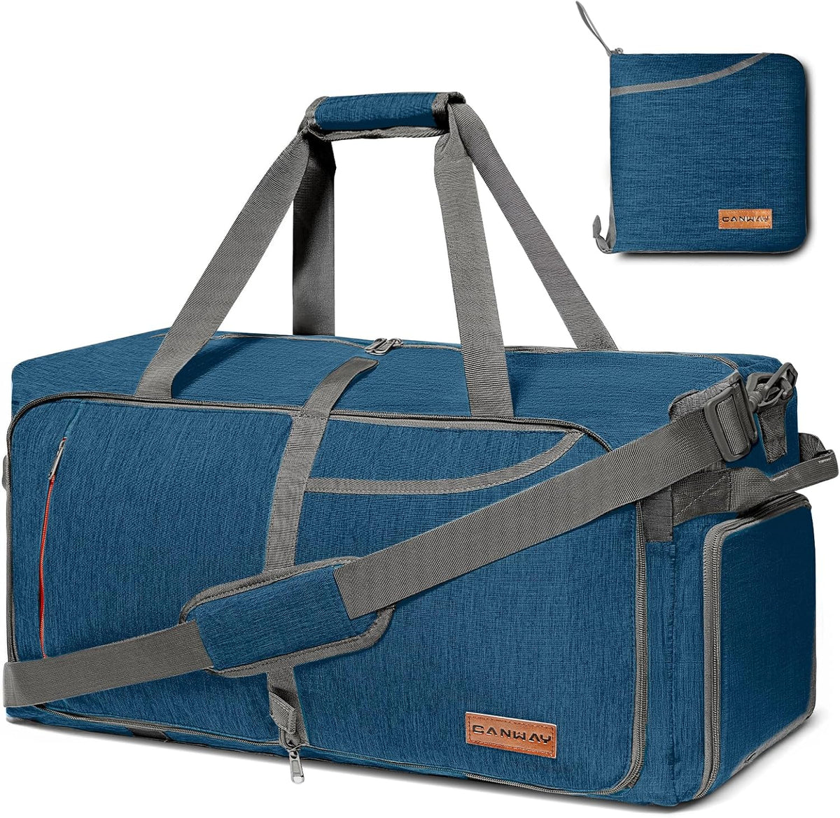 65L Foldable Duffle Bag with Shoes Compartment, Water-Resistant Packable Travel Duffel for Gym, Weekend Trips, Lightweight Carry on Luggage for Men & Women
