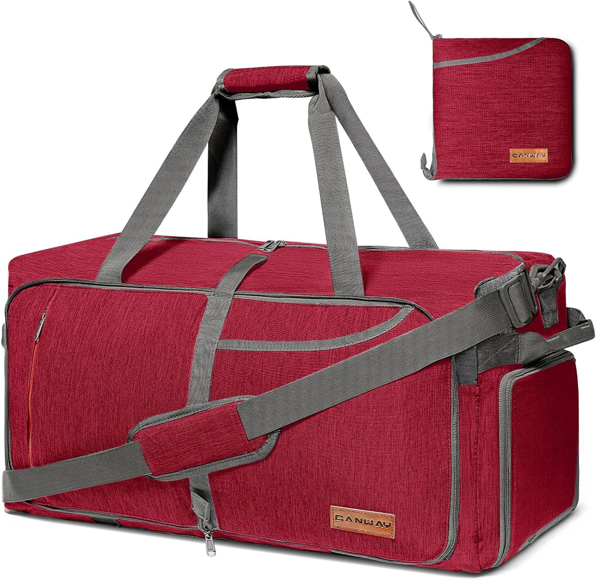 65L Foldable Duffle Bag with Shoes Compartment, Water-Resistant Packable Travel Duffel for Gym, Weekend Trips, Lightweight Carry on Luggage for Men & Women