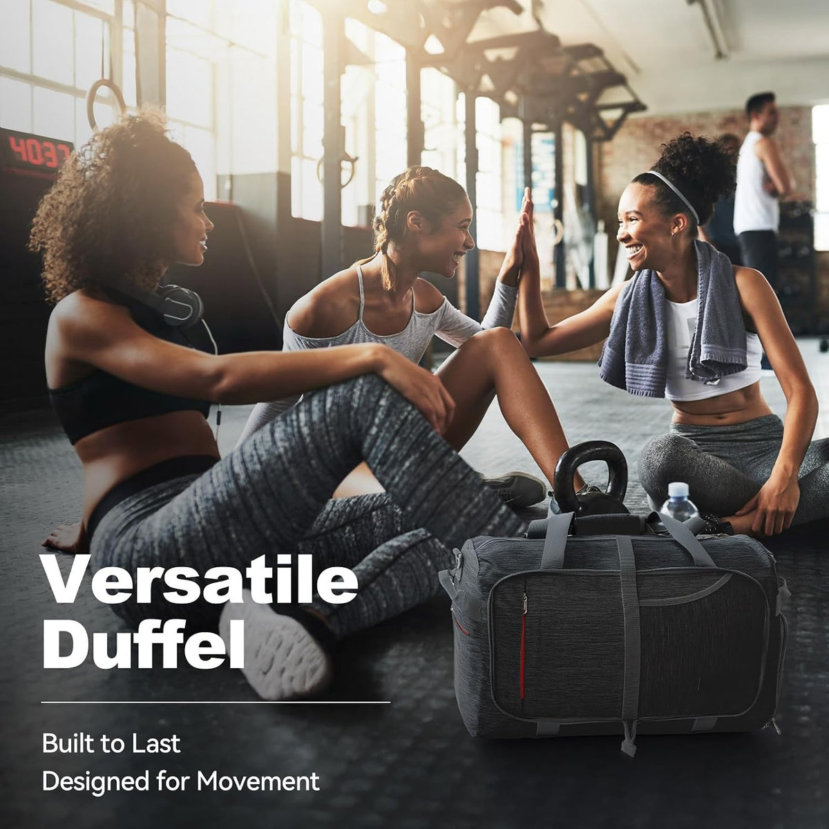 65L Foldable Duffle Bag with Shoes Compartment, Water-Resistant Packable Travel Duffel for Gym, Weekend Trips, Lightweight Carry on Luggage for Men & Women