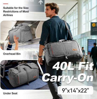 65L Foldable Duffle Bag with Shoes Compartment, Water-Resistant Packable Travel Duffel for Gym, Weekend Trips, Lightweight Carry on Luggage for Men & Women