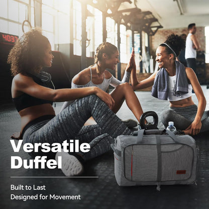 65L Foldable Duffle Bag with Shoes Compartment, Water-Resistant Packable Travel Duffel for Gym, Weekend Trips, Lightweight Carry on Luggage for Men & Women