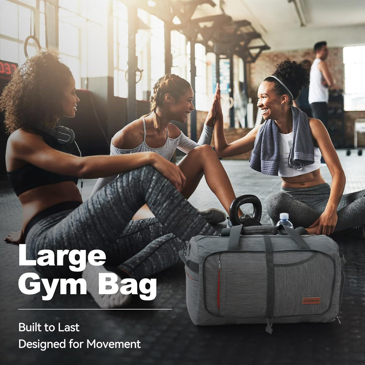 65L Foldable Duffle Bag with Shoes Compartment, Water-Resistant Packable Travel Duffel for Gym, Weekend Trips, Lightweight Carry on Luggage for Men & Women