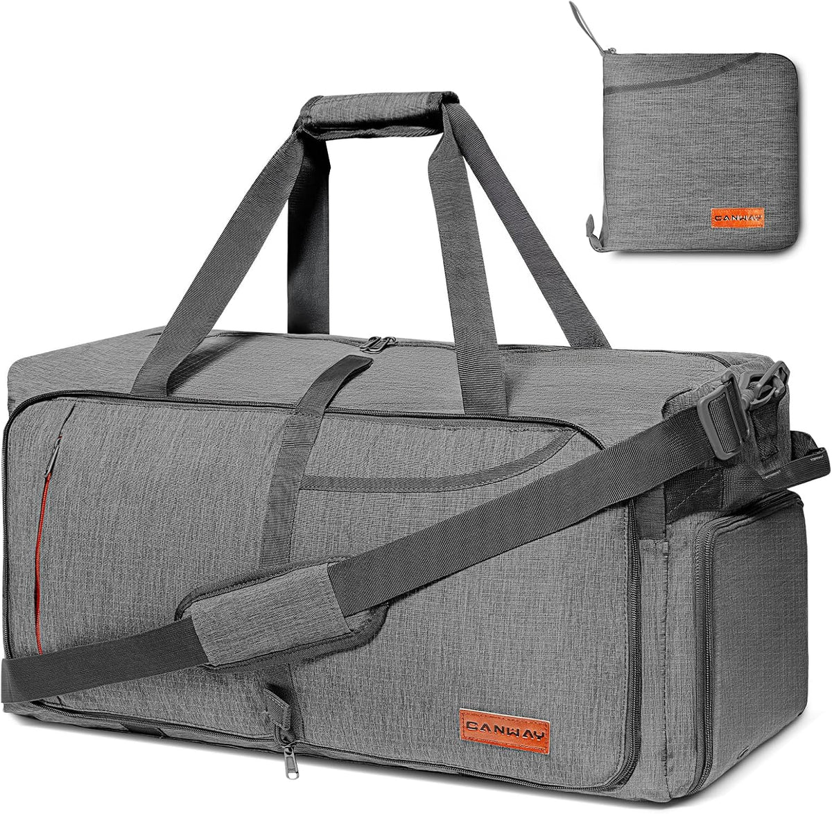 65L Foldable Duffle Bag with Shoes Compartment, Water-Resistant Packable Travel Duffel for Gym, Weekend Trips, Lightweight Carry on Luggage for Men & Women