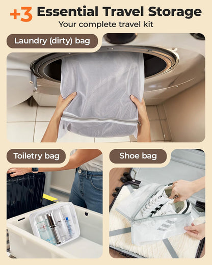 Travel Vacuum Bags for Suitcase & Home, 18 Pack with Wireless Pump | Cordless Pump, Triple-Seal Leak-Proof, 18-Pack 3 Sizes, For Suitcase & Home, With Toiletry Shoe & Laundry Bags