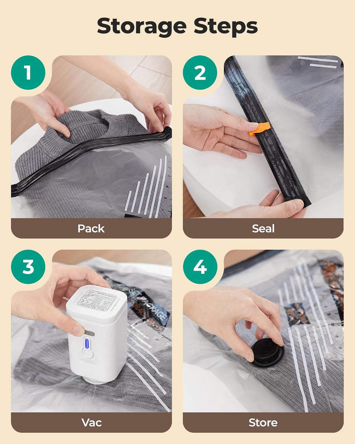 Travel Vacuum Bags for Suitcase & Home, 18 Pack with Wireless Pump | Cordless Pump, Triple-Seal Leak-Proof, 18-Pack 3 Sizes, For Suitcase & Home, With Toiletry Shoe & Laundry Bags