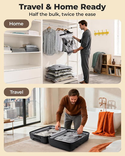 Travel Vacuum Bags for Suitcase & Home, 18 Pack with Wireless Pump | Cordless Pump, Triple-Seal Leak-Proof, 18-Pack 3 Sizes, For Suitcase & Home, With Toiletry Shoe & Laundry Bags