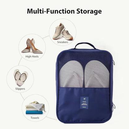 Travel Shoe Bag Holds 3 Pair of Shoes, Hezelf Shoe Storage Pouch for Travel and Daily Use, Travel Suitcase Shoe Organizer, Waterproof