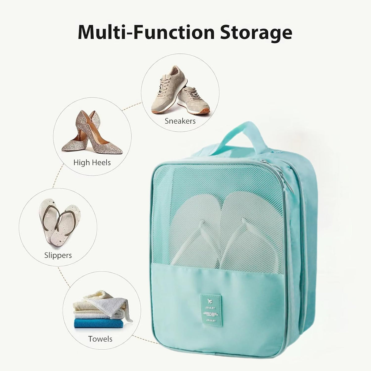 Travel Shoe Bag Holds 3 Pair of Shoes, Hezelf Shoe Storage Pouch for Travel and Daily Use, Travel Suitcase Shoe Organizer, Waterproof