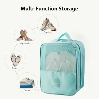Travel Shoe Bag Holds 3 Pair of Shoes, Hezelf Shoe Storage Pouch for Travel and Daily Use, Travel Suitcase Shoe Organizer, Waterproof