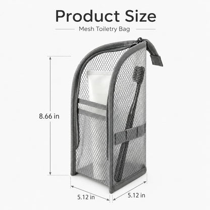 2-Pack Standing Travel Toiletry Bag Set, Waterproof PVC Hanging Cosmetic Organizer Pouches, Foldable Vertical Wash Bags for Toothbrush, Razor, Makeup, and Skincare（Gray & Pink）
