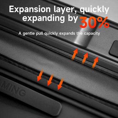 Expandable 20 Inch Carry On Luggage with Mute Brake Wheels Airline Approved Hard Shell Suitcases with Front Pocket Top Opening Luggage with TSA Lock for Short Business Travel, Black