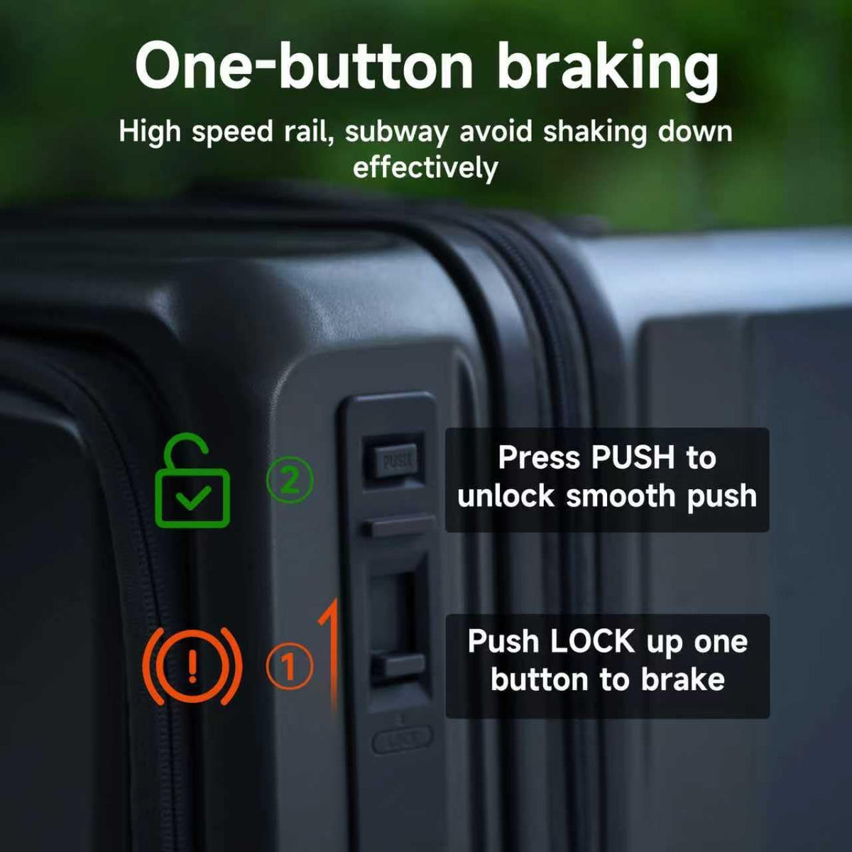 Expandable 20 Inch Carry On Luggage with Mute Brake Wheels Airline Approved Hard Shell Suitcases with Front Pocket Top Opening Luggage with TSA Lock for Short Business Travel, Black