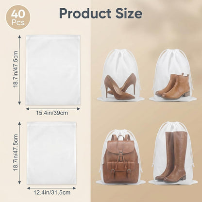 120 Pack Dust Bags for Handbags Drawstring Dust Proof Purse Storage Bag, 16 Inch 13 Inch Eco Friendly Travel Shoe Bag Storage Bags, Non Woven Breathable Fabric Shoes Pouch for Clean Tidy