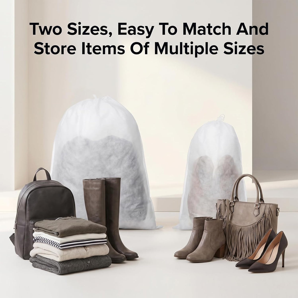 120 Pack Dust Bags for Handbags Drawstring Dust Proof Purse Storage Bag, 16 Inch 13 Inch Eco Friendly Travel Shoe Bag Storage Bags, Non Woven Breathable Fabric Shoes Pouch for Clean Tidy