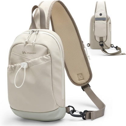 Sling Bag for Women Men, Lightweight Crossbody Backpack with Water Bottle Holder, Waterproof Chest Shoulder Daypack for Travel, Hiking, Commuting,3.4L,Ash Green