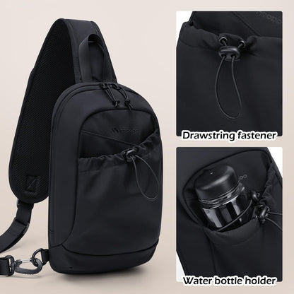 Sling Bag for Women Men, Lightweight Crossbody Backpack with Water Bottle Holder, Waterproof Chest Shoulder Daypack for Travel, Hiking, Commuting,3.4L,Ash Green