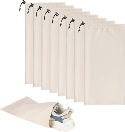 8 Pcs Single Shoe Bags for Travel - 18"X9" Packing Shoe Travel Bags for Suitcase, Shoes (Beige)