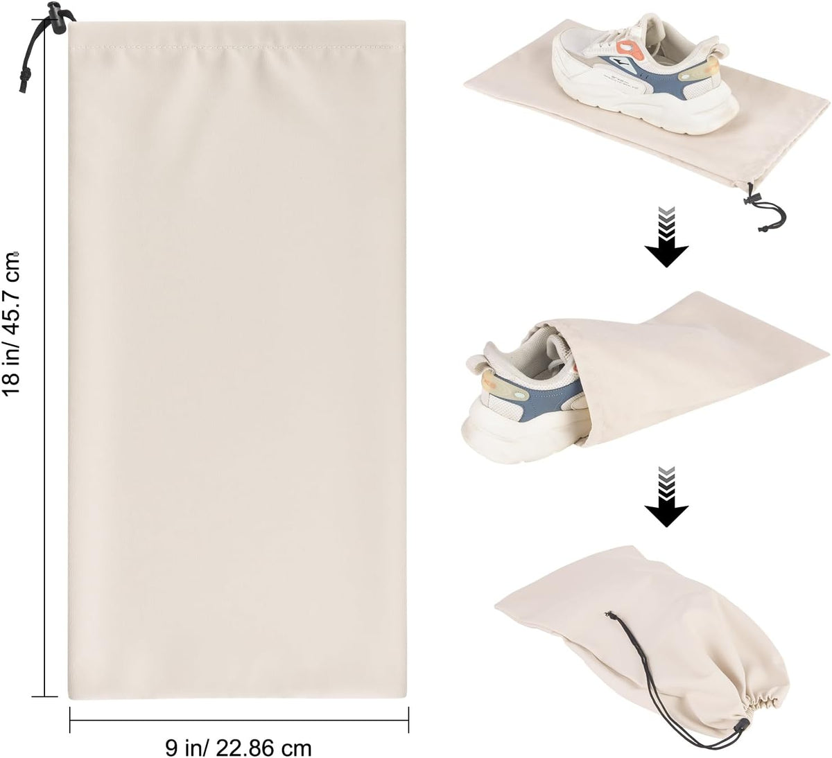 8 Pcs Single Shoe Bags for Travel - 18"X9" Packing Shoe Travel Bags for Suitcase, Shoes (Beige)