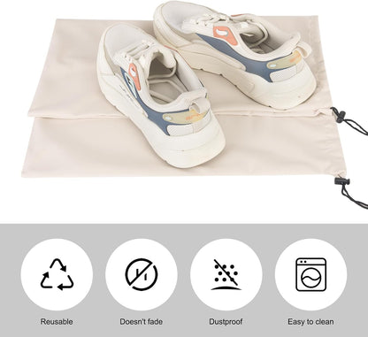 8 Pcs Single Shoe Bags for Travel - 18"X9" Packing Shoe Travel Bags for Suitcase, Shoes (Beige)