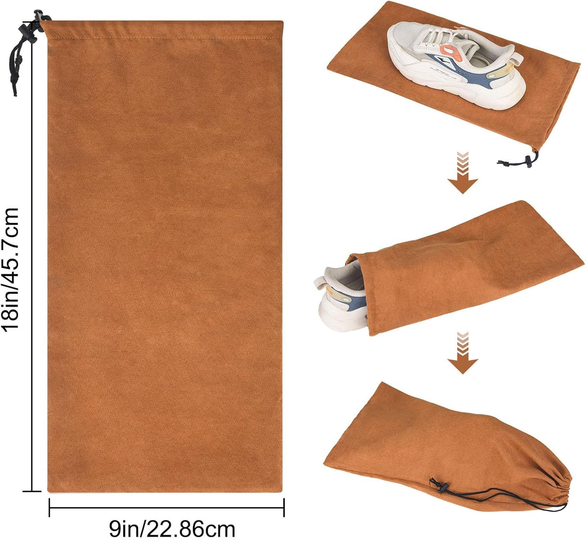 8 Pcs Single Shoe Bags for Travel - 18"X9" Packing Shoe Travel Bags for Suitcase, Shoes (Beige)