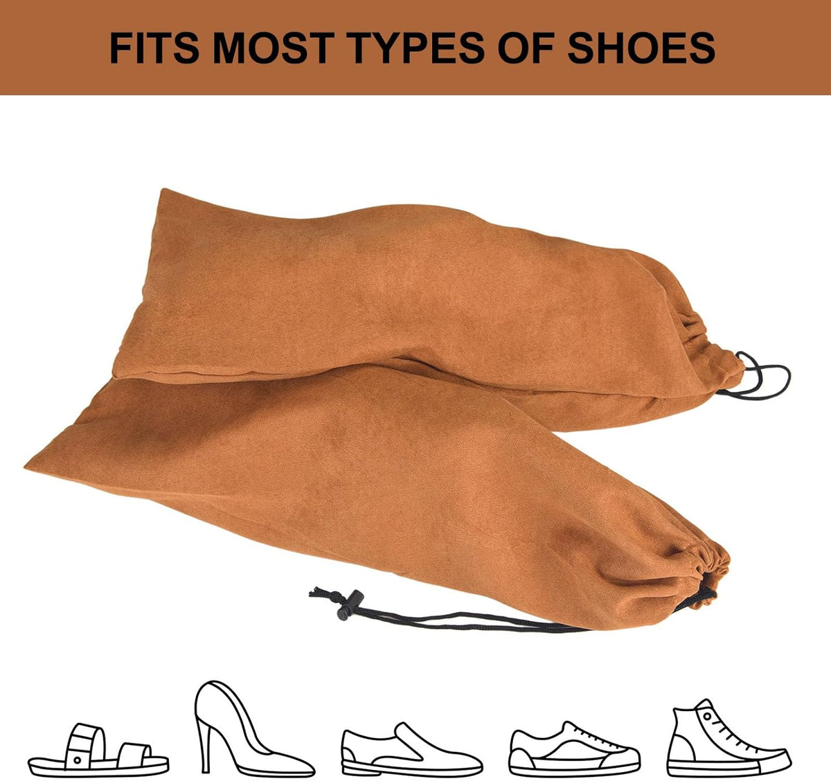 8 Pcs Single Shoe Bags for Travel - 18"X9" Packing Shoe Travel Bags for Suitcase, Shoes (Beige)