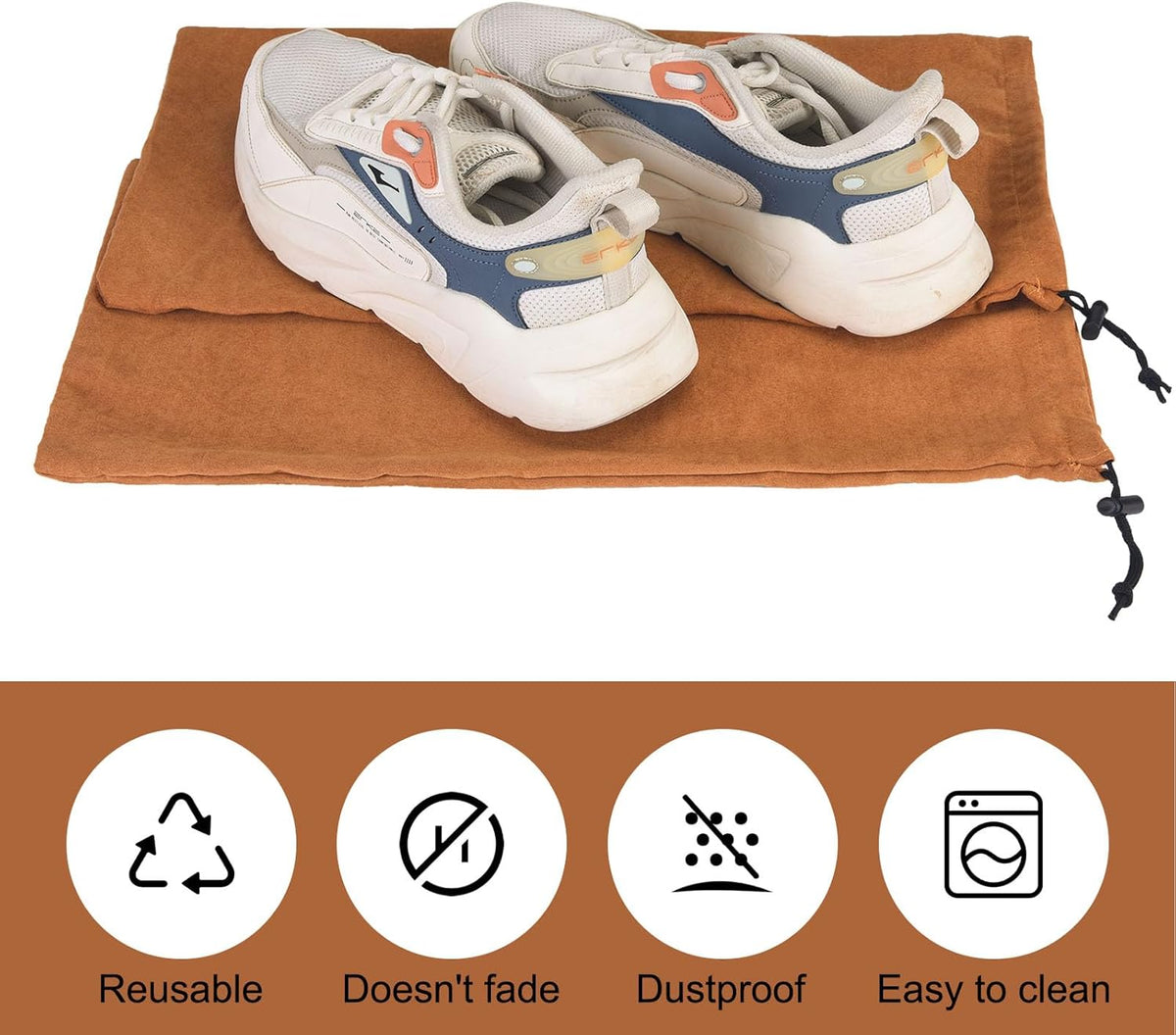 8 Pcs Single Shoe Bags for Travel - 18"X9" Packing Shoe Travel Bags for Suitcase, Shoes (Beige)