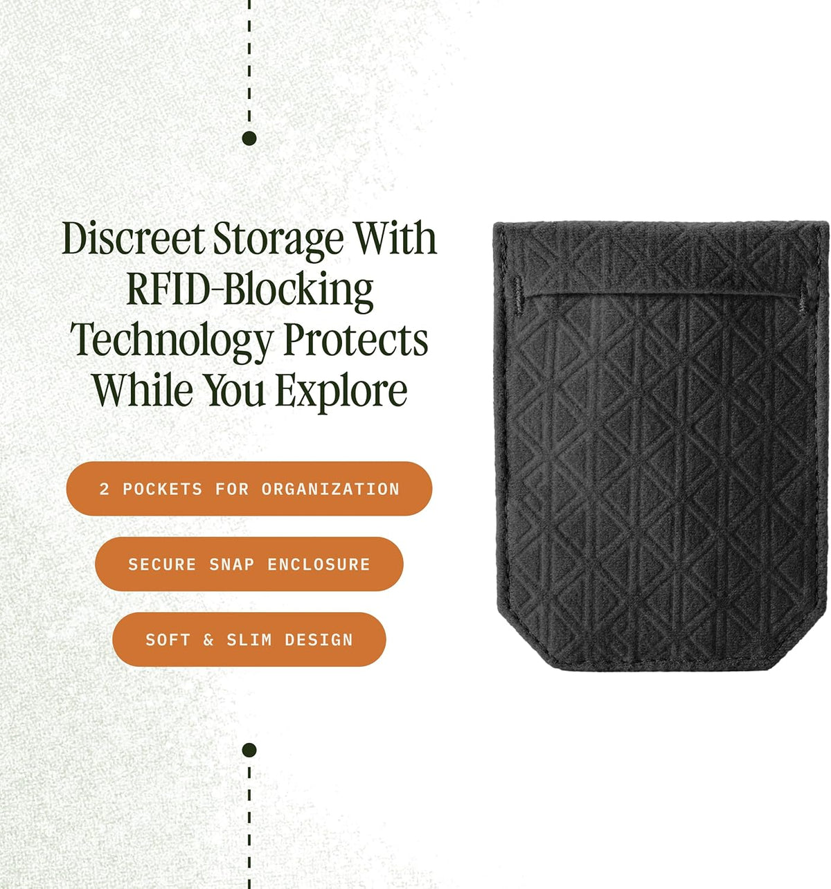 Undercover RFID Hidden Pocket – Travel Security Pouch with RFID Blocking – Lightweight, Wear Under Clothing – Zippered Passport & Card Holder – Adjustable Strap – Black