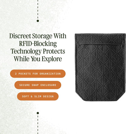 Undercover RFID Hidden Pocket – Travel Security Pouch with RFID Blocking – Lightweight, Wear Under Clothing – Zippered Passport & Card Holder – Adjustable Strap – Black