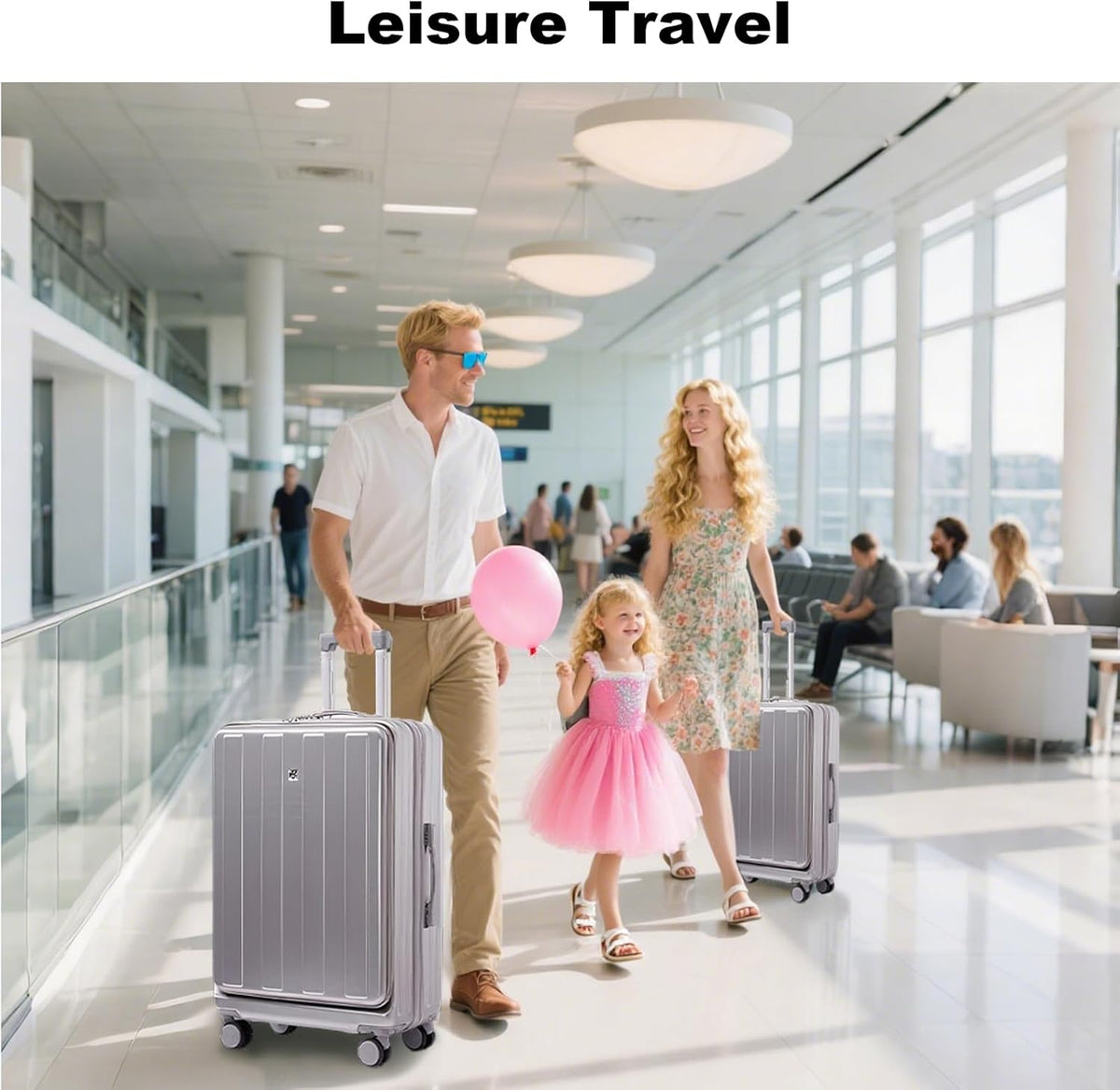 Carry on Luggage Airline Approved,20 Inch Abs+Pc Hardshell Spinner Luggage With Cup Phone Holder and USB Charger,Front Pocket Durable Suitcase for Women Men-Black