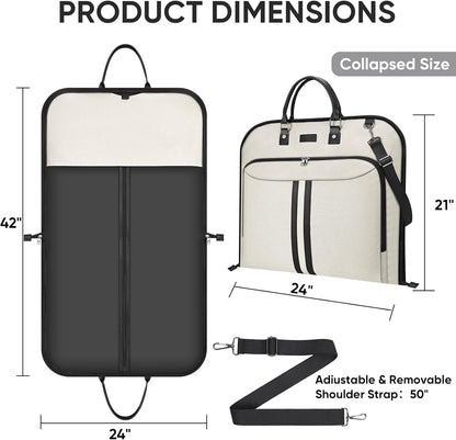 Travel Garment Bag, Travel Suit Bag for Men, Water Resistant Carry on Garment Bag for Hanging Clothes, Garment Duffel Bag for Travel Business (Pure Black-Convertible)