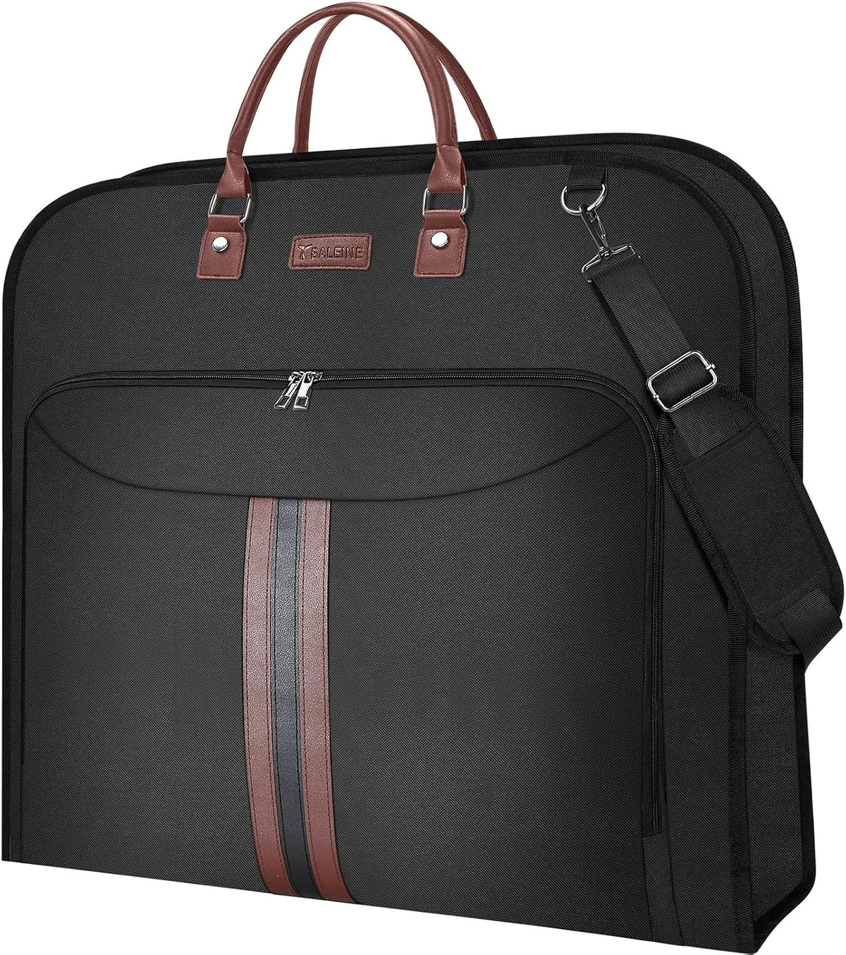 Travel Garment Bag, Travel Suit Bag for Men, Water Resistant Carry on Garment Bag for Hanging Clothes, Garment Duffel Bag for Travel Business (Pure Black-Convertible)