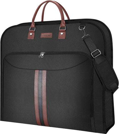 Travel Garment Bag, Travel Suit Bag for Men, Water Resistant Carry on Garment Bag for Hanging Clothes, Garment Duffel Bag for Travel Business (Pure Black-Convertible)