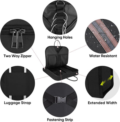 Travel Garment Bag, Travel Suit Bag for Men, Water Resistant Carry on Garment Bag for Hanging Clothes, Garment Duffel Bag for Travel Business (Pure Black-Convertible)