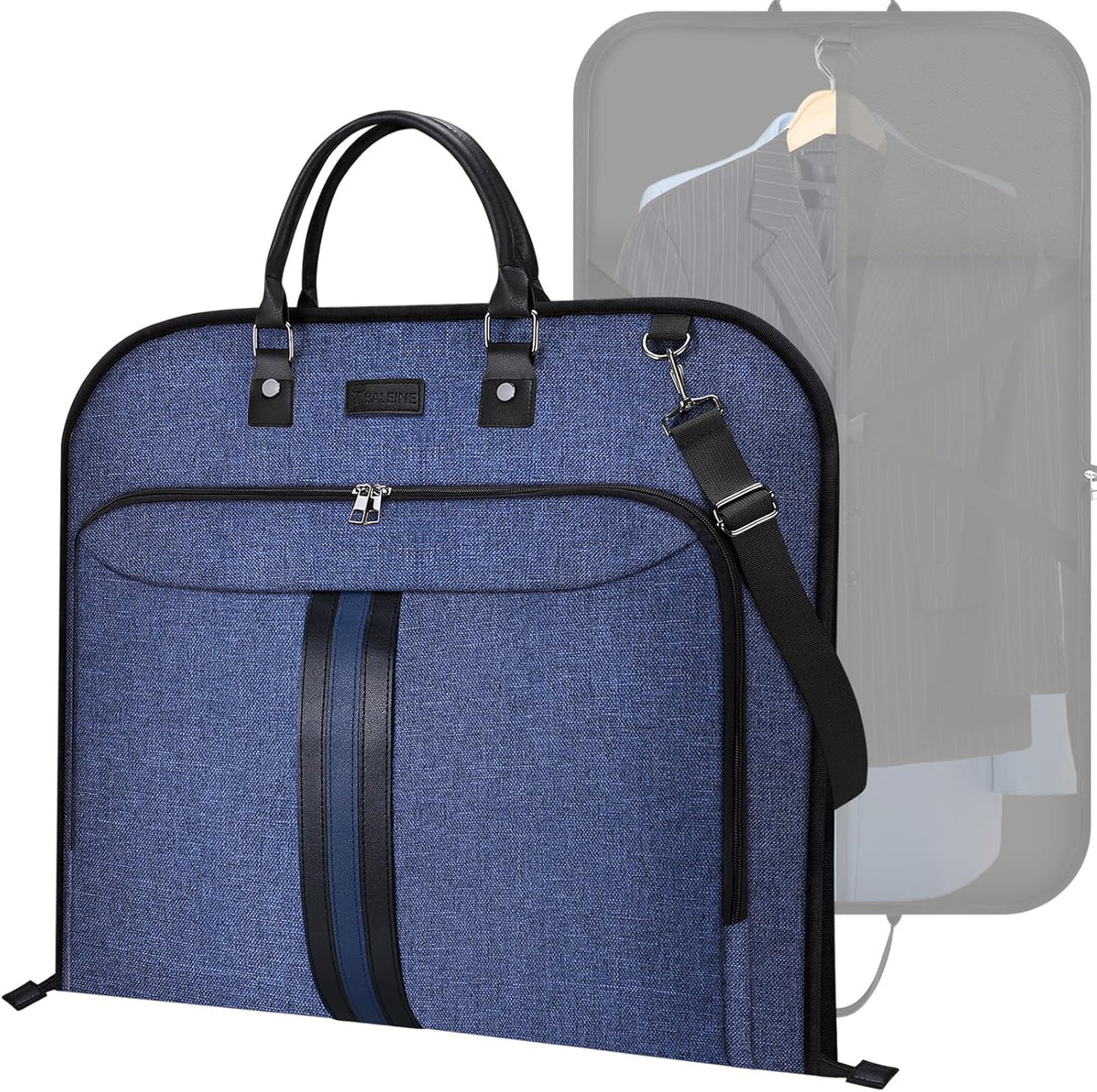 Travel Garment Bag, Travel Suit Bag for Men, Water Resistant Carry on Garment Bag for Hanging Clothes, Garment Duffel Bag for Travel Business (Pure Black-Convertible)