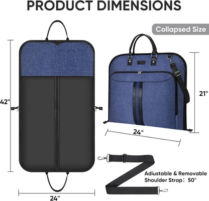 Travel Garment Bag, Travel Suit Bag for Men, Water Resistant Carry on Garment Bag for Hanging Clothes, Garment Duffel Bag for Travel Business (Pure Black-Convertible)