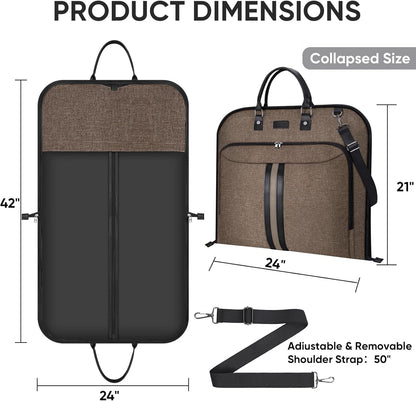 Travel Garment Bag, Travel Suit Bag for Men, Water Resistant Carry on Garment Bag for Hanging Clothes, Garment Duffel Bag for Travel Business (Pure Black-Convertible)