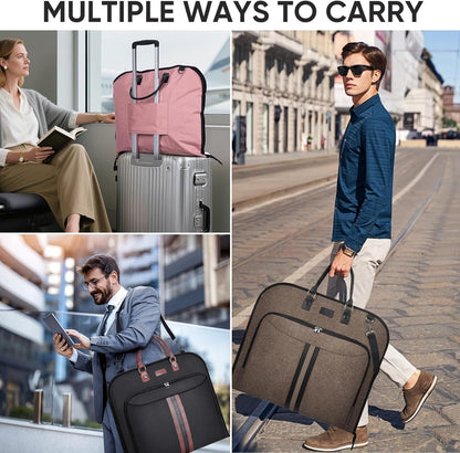 Travel Garment Bag, Travel Suit Bag for Men, Water Resistant Carry on Garment Bag for Hanging Clothes, Garment Duffel Bag for Travel Business (Pure Black-Convertible)