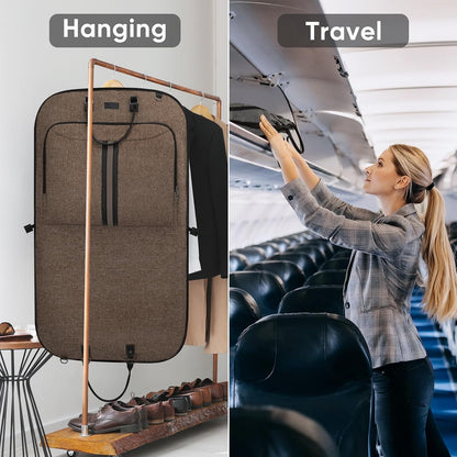 Travel Garment Bag, Travel Suit Bag for Men, Water Resistant Carry on Garment Bag for Hanging Clothes, Garment Duffel Bag for Travel Business (Pure Black-Convertible)