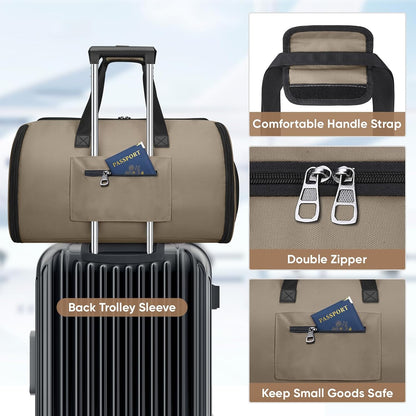 Travel Garment Bag, Travel Suit Bag for Men, Water Resistant Carry on Garment Bag for Hanging Clothes, Garment Duffel Bag for Travel Business (Pure Black-Convertible)