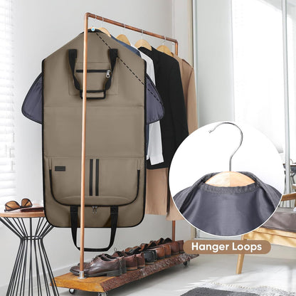 Travel Garment Bag, Travel Suit Bag for Men, Water Resistant Carry on Garment Bag for Hanging Clothes, Garment Duffel Bag for Travel Business (Pure Black-Convertible)