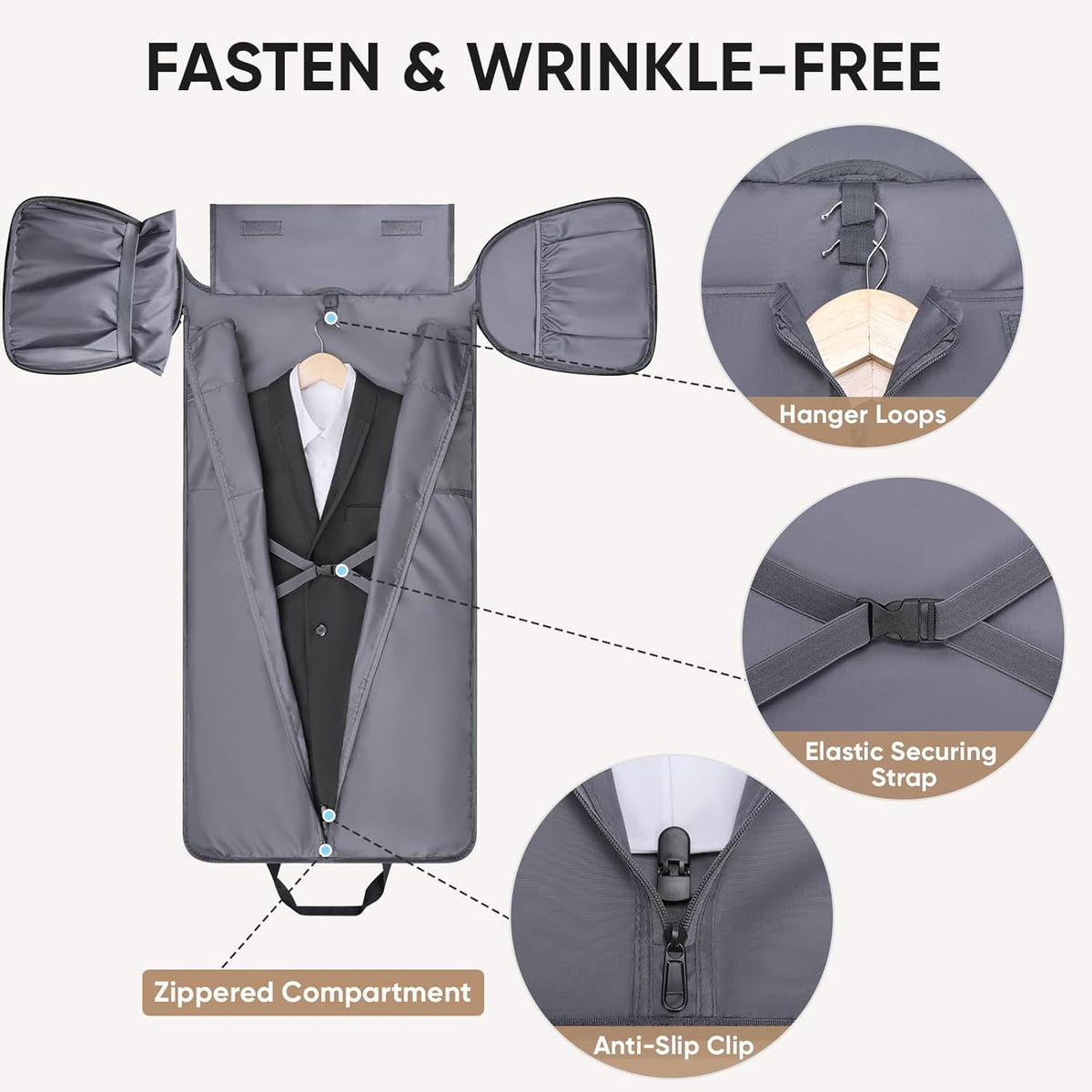 Travel Garment Bag, Travel Suit Bag for Men, Water Resistant Carry on Garment Bag for Hanging Clothes, Garment Duffel Bag for Travel Business (Pure Black-Convertible)