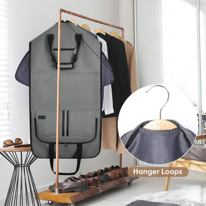 Travel Garment Bag, Travel Suit Bag for Men, Water Resistant Carry on Garment Bag for Hanging Clothes, Garment Duffel Bag for Travel Business (Pure Black-Convertible)
