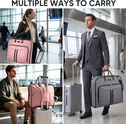 Travel Garment Bag, Travel Suit Bag for Men, Water Resistant Carry on Garment Bag for Hanging Clothes, Garment Duffel Bag for Travel Business (Pure Black-Convertible)