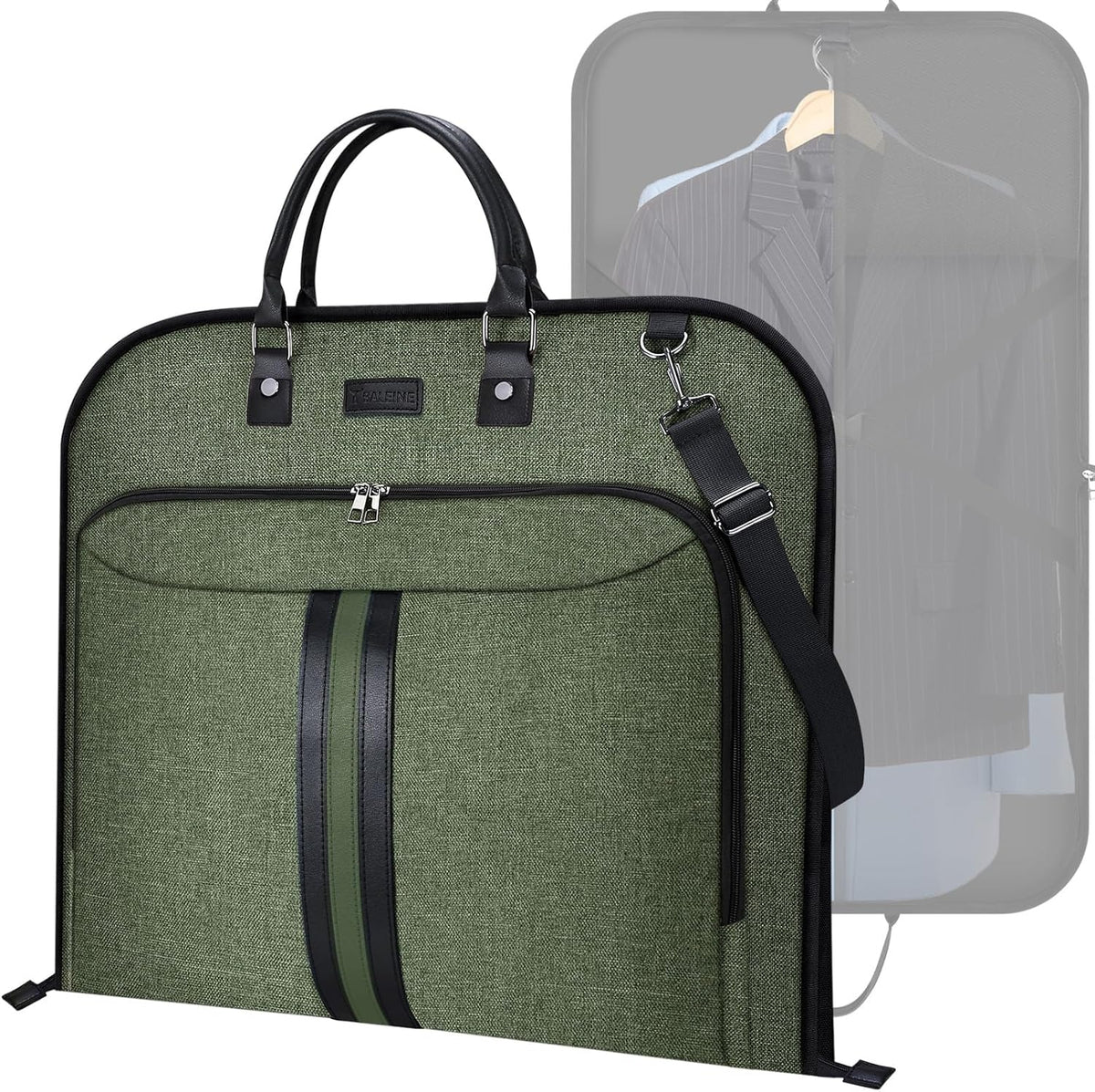 Travel Garment Bag, Travel Suit Bag for Men, Water Resistant Carry on Garment Bag for Hanging Clothes, Garment Duffel Bag for Travel Business (Pure Black-Convertible)