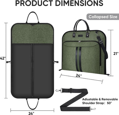 Travel Garment Bag, Travel Suit Bag for Men, Water Resistant Carry on Garment Bag for Hanging Clothes, Garment Duffel Bag for Travel Business (Pure Black-Convertible)