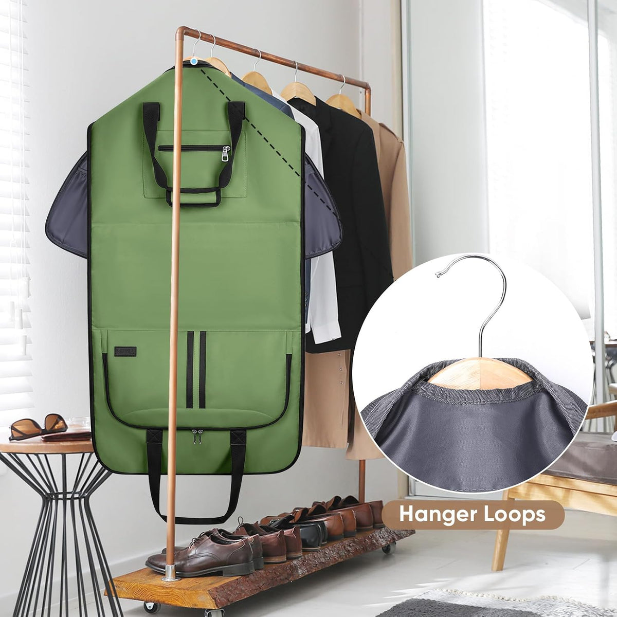 Travel Garment Bag, Travel Suit Bag for Men, Water Resistant Carry on Garment Bag for Hanging Clothes, Garment Duffel Bag for Travel Business (Pure Black-Convertible)