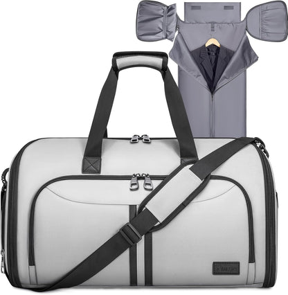 Travel Garment Bag, Travel Suit Bag for Men, Water Resistant Carry on Garment Bag for Hanging Clothes, Garment Duffel Bag for Travel Business (Pure Black-Convertible)