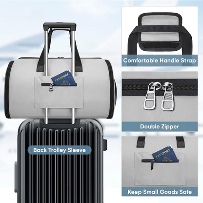 Travel Garment Bag, Travel Suit Bag for Men, Water Resistant Carry on Garment Bag for Hanging Clothes, Garment Duffel Bag for Travel Business (Pure Black-Convertible)